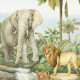 Voilage Animaux de la jungle - Éléphant, lion, perroquet en couleur - 1 pièce - L 140 cm x H 245 cm zoom