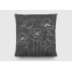 Coussin a motif a fleurs noir- 45 cm x 45 cm