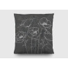 Coussin a motif a fleurs noir- 45 cm x 45 cm