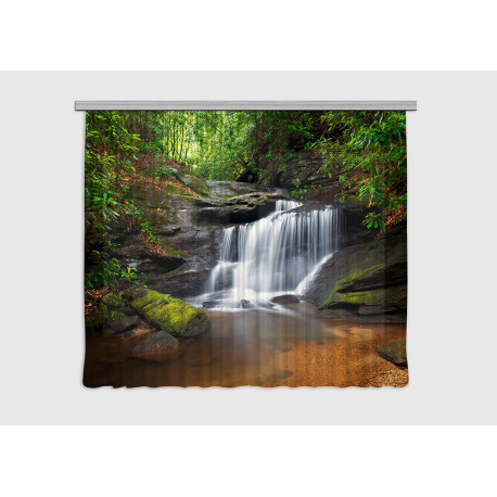 Waterfall, rideau imprimés chutes d'eau et foret 180x160 cm, 2 pièces 