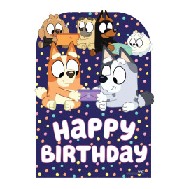 Figurine en carton - Backdrop Bluey Happy Birthday - Haut 132 cm 