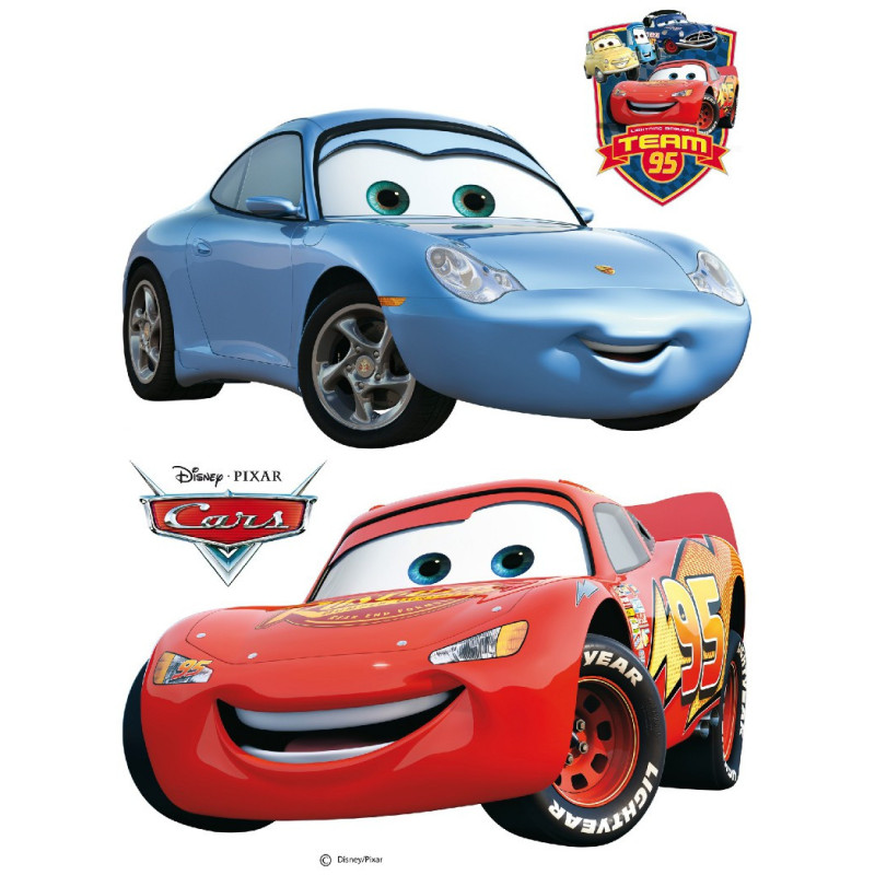 Stickers géant Cars Flash McQueen et Sally  Sticker sur Découvrez les  stickers et et décalcos pour enfant sur Déco de Héros