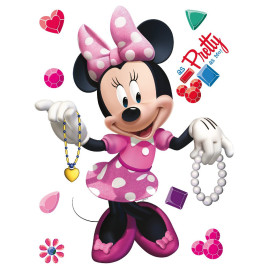 Stickers géant Minnie avec ses bijoux et sa robe à pois