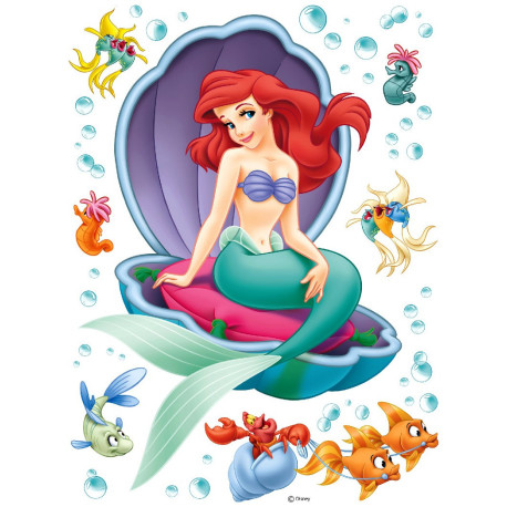 Stickers géant la Petite Sirène et coquillage Disney
