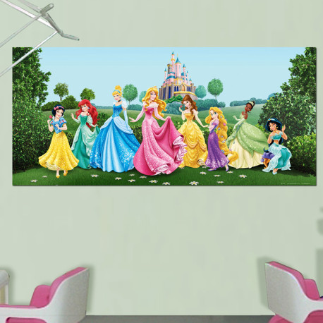 Poster géant Château et Princesses Disney intisse 202X90 CM