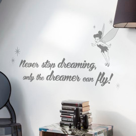 Stickers phrase Fée Clochette "Never Stop Dreaming" Disney