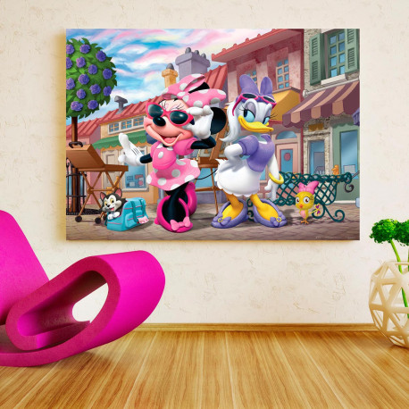 Poster XXL intisse Minnie et Daisy en ville Disney 160X115 CM