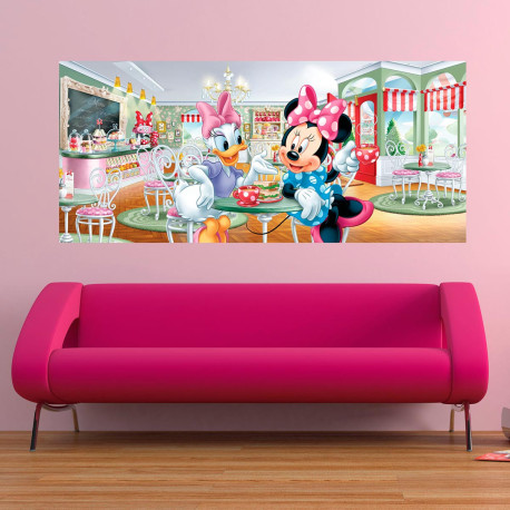 Poster géant Minnie & Daisy au salon de thé Disney intisse 202X90 CM