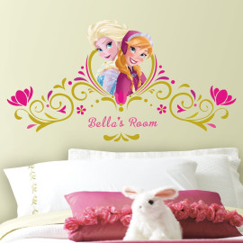Stickers géant tete de lit personnalisable La Reine des Neiges Disney