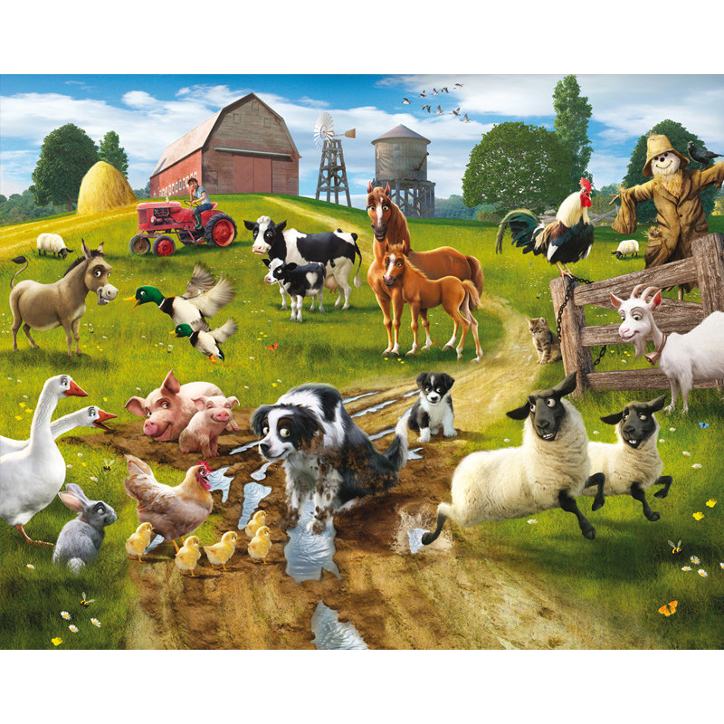 Rouleau de papier peint Coloriage animaux de la ferme pour les enfants 