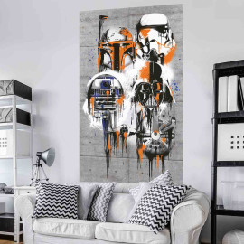Poster géant intissé Personnages Star Wars en graffiti