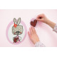 Mon Petit Coeur, Sticker mural lapin avec robe violette à pois - 50x70 cm