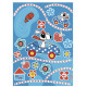 Dog's Day, Sticker mural petit chien dans voiture bleue à étoiles - 50x70 cm
