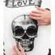 Sticker mural tête de mort et roses, avec écriture "love et death" - 50x70 cm