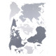 Sticker mural carte du monde couleur grise et noire - 50x70 cm