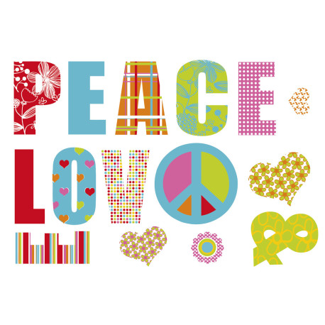 Love & Peace, Sticker murale - 100x70 cm