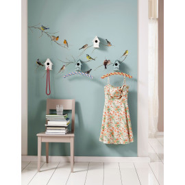 Sticker mural 12 oiseaux sur des branches - 50x70 cm