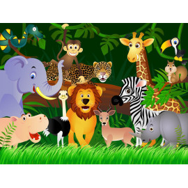 African animals, photo murale, children's room, 360x254 cm, 4 parts