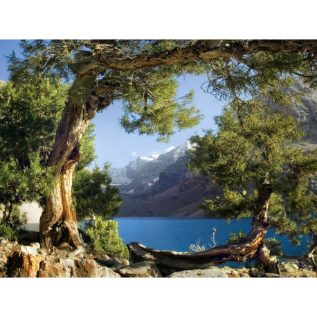 Mountains Lake View, photo murale, 180x127 cm, 1 part