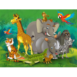 Jungle animals , photo murale intissée, 360x270 cm, 4 parts