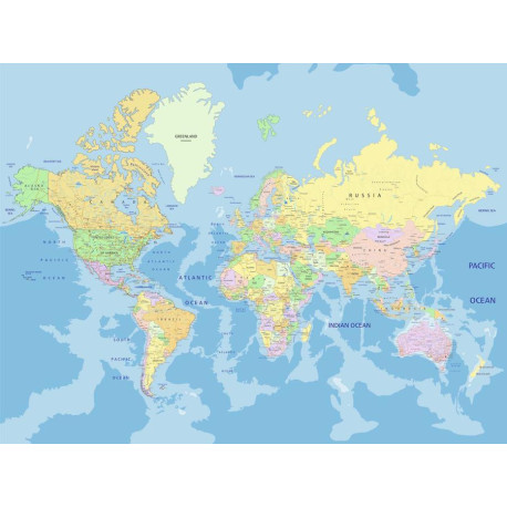 World map, photo murale intissée, 360x270 cm, 4 parts