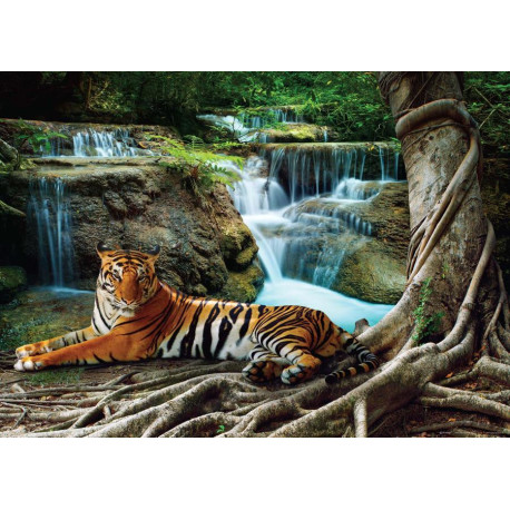 Tiger at waterfall, photo murale intissée, 155x110 cm, 1 part