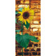 Sunflower on bricks, intissé photo mural, 90 x 202 cm, 1 part