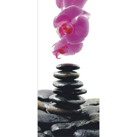 Stones and orchid, intissé photo mural, 90 x 202 cm, 1 part