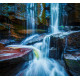 Rideau imprimé cascade et chutes d'eau sur rocher mulitocolore d'280x245 cm, 2 parts