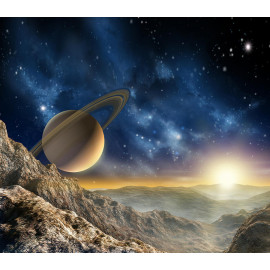 Cosmos, rideau imprimés espace planètes et ciel bleu 180x160 cm, 2 parts