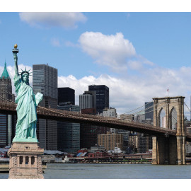 New York, rideau imprimés Statue de la liberté, pont de Brooklyn et building 180x160 cm, 2 parts