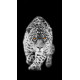 Tiger, rideau imprimé léopard en noir et blanc avec les yeux couleurs ambre 140x245 cm, 1 part