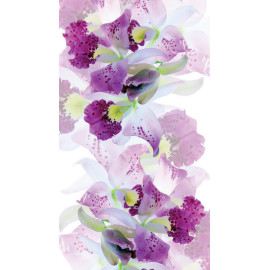Flowers, rideau imprimé fleurs fushia sur fond blanc140x245 cm, 1 part