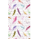Feathers, rideau imprimé plumes multicolores et écriture manuscrite violette 140x245 cm, 1 part