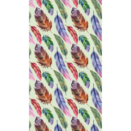 rideau imprimé plumes multicolores sur fond clair 140x245 cm, 1 part