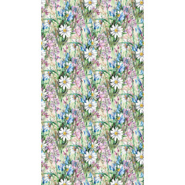 Rideau imprimé pâquerettes et fleurs violettes 140x245 cm, 1 part