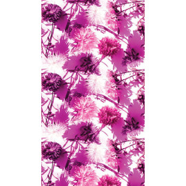 rideau imprimé fleurs fushia sur fond blanc 140x245 cm, 1 part