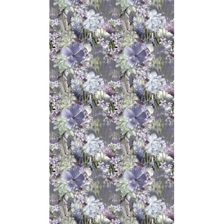 Rideau imprimé fleurs violettes, roses et blanches 140x245 cm, 1 part