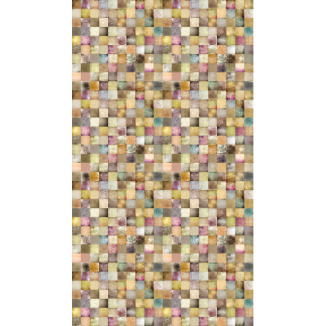 Rideau imprimé carrés multicolores 140x245 cm, 1 part