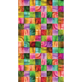 Creative, rideau imprimé mosaïque de carrés en bois multicolore 140x245 cm, 1 part