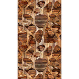 Creative, rideau imprimé motifs et formes bois poli 140x245 cm, 1 part