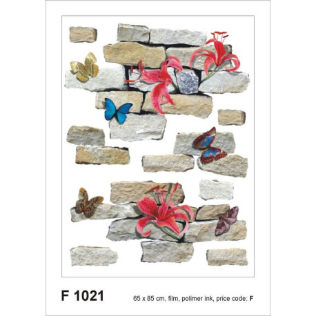 Sticker mural - Fleurs et Briques - 65 x 85 cm