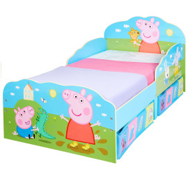 Lit enfant Peppa Pig Famille avec tiroirs de rangement