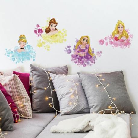 4 Stickers Géants Princesses Disney Floral Repositionnables