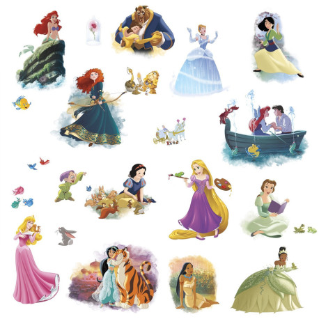 22 Stickers Toutes les Princesses Disney Repositionnables