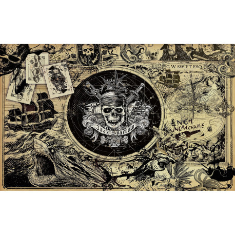 Papier Peint intissé panoramique Pirate des Carïbes 5 fond sépia Disney 400X250CM