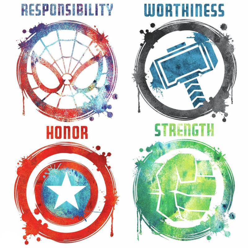 Stickers Avengers repositionnables 4 Logo des Super-héros en