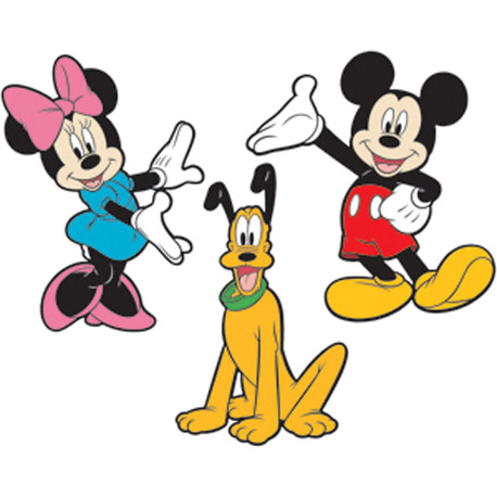 3 Stickers Mickey Mouse & Minnie & Pluto 3D Relief Mousse 