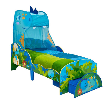 Lit Enfant Dinosaure avec Ciel de lit et tiroir de Rangement