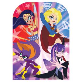Figurine en carton passe-tete Enfant Les Super-Heroines DC Comics Hauteur 130 CM